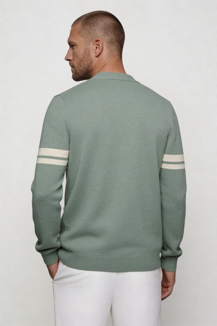 Kobe Stripe Knit Cardigan - Sage Green