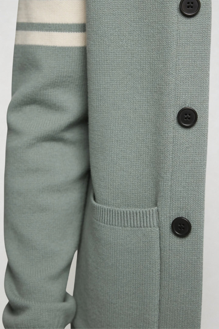 Kobe Stripe Knit Cardigan - Sage Green