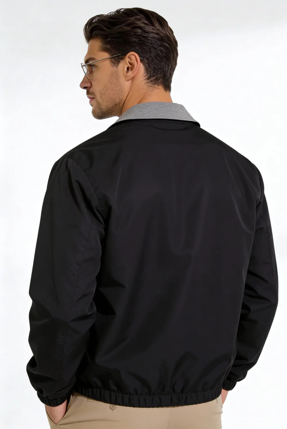 Men wearing a premium reversible lightweight jacket with a clean, tailored fit, designed for versatile everyday layering.