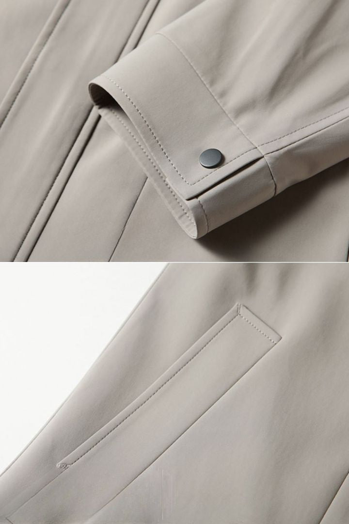 Lightweight soft polyester jacket fabric detail wrinkle resistant material