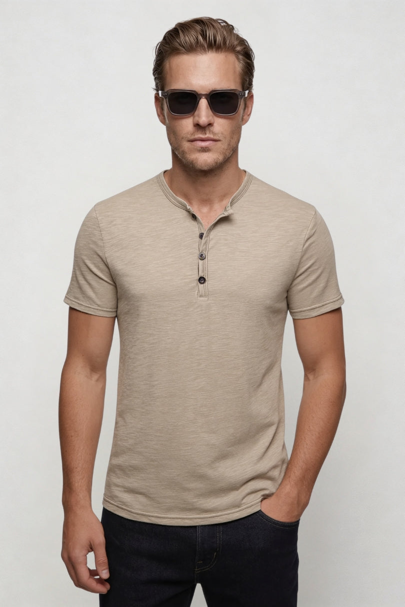 Berk Lightweight Henley Shirt - Sand