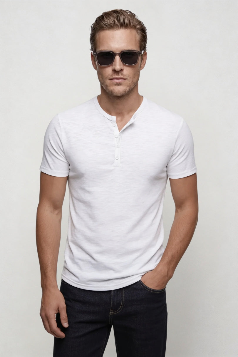 Berk Lightweight Henley Shirt - White