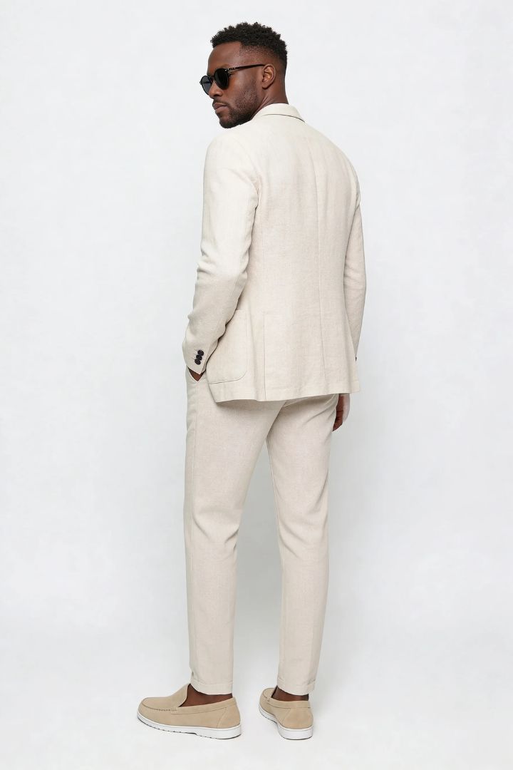 Edward Pure Linen Tailored Set - Sand Beige