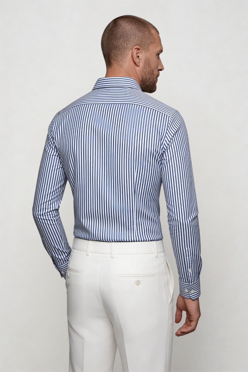 Dario No Iron Cotton Shirt - Oxford Blue