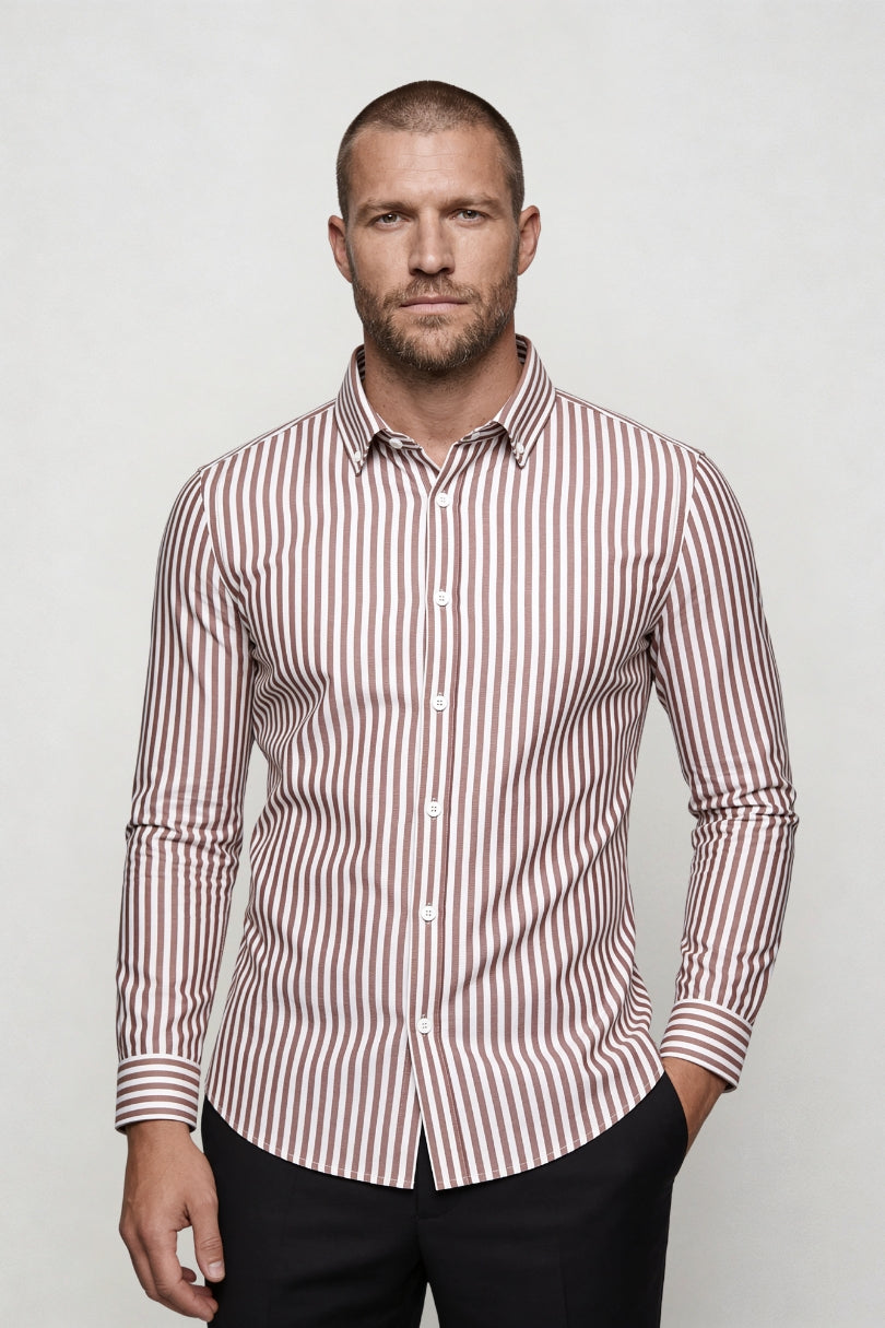 Dario No Iron Cotton Shirt - Chestnut