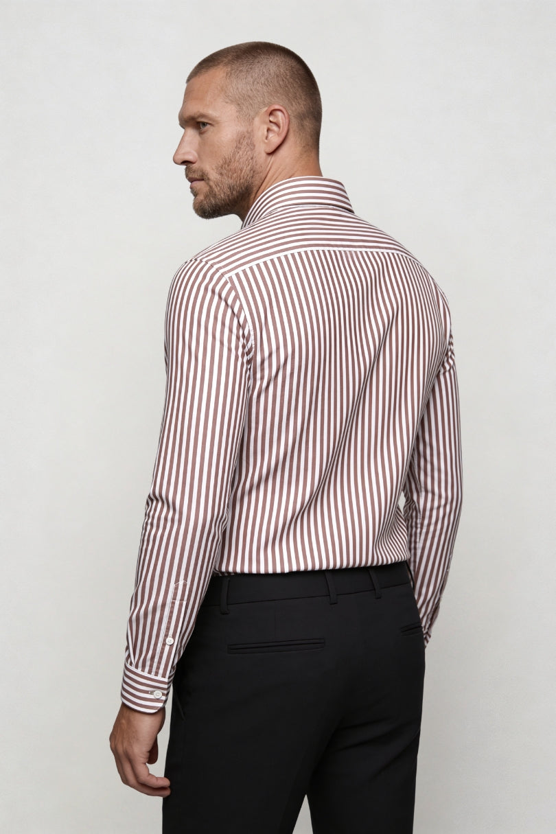 Dario No Iron Cotton Shirt - Chestnut