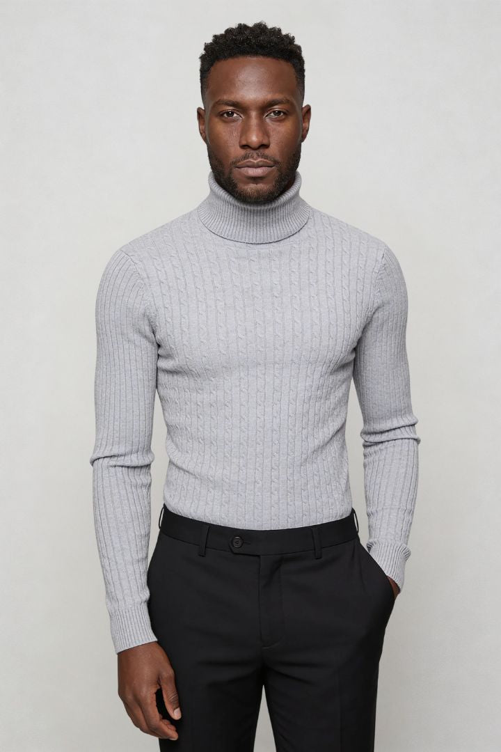 Prescot Cable Turtle Neck - Gray