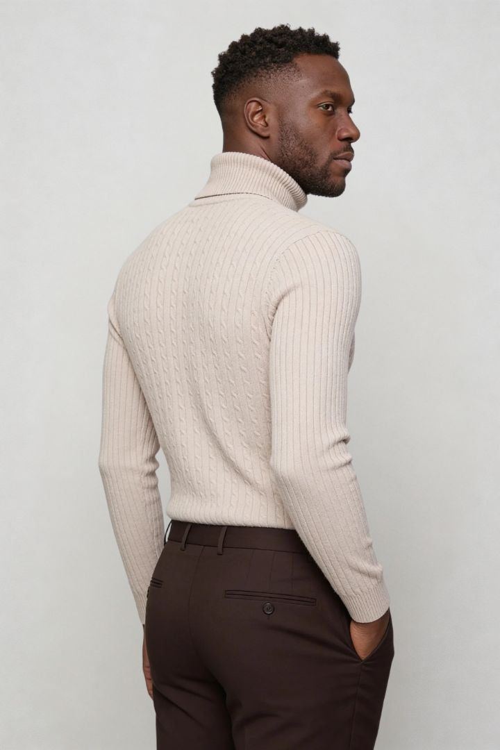 Prescot Cable Turtle Neck - Beige
