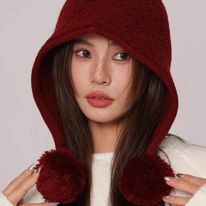 Aurora Wool Pom Hood