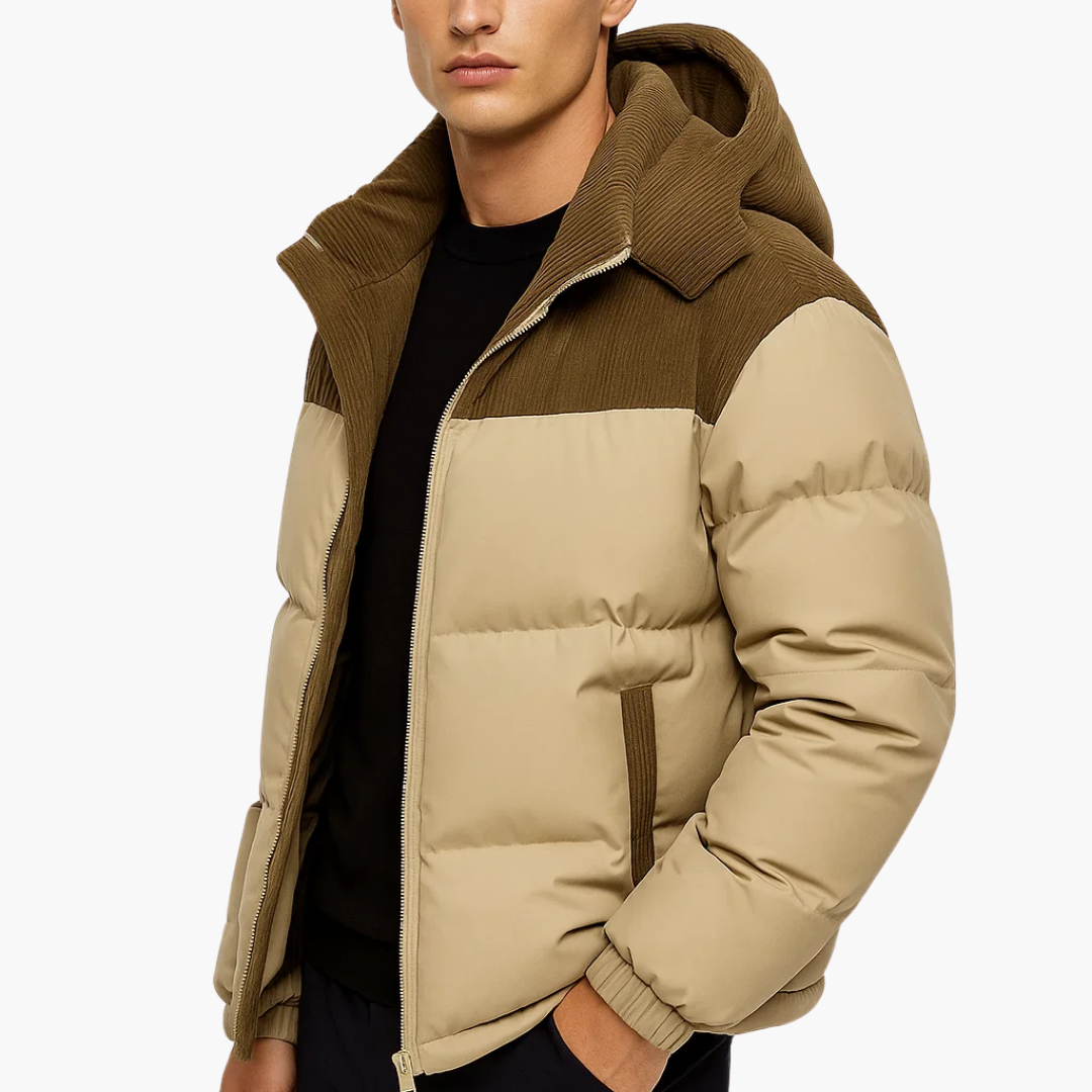The Corduroy Panel Puffer Jacket