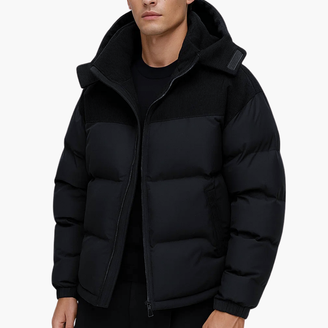 The Corduroy Panel Puffer Jacket