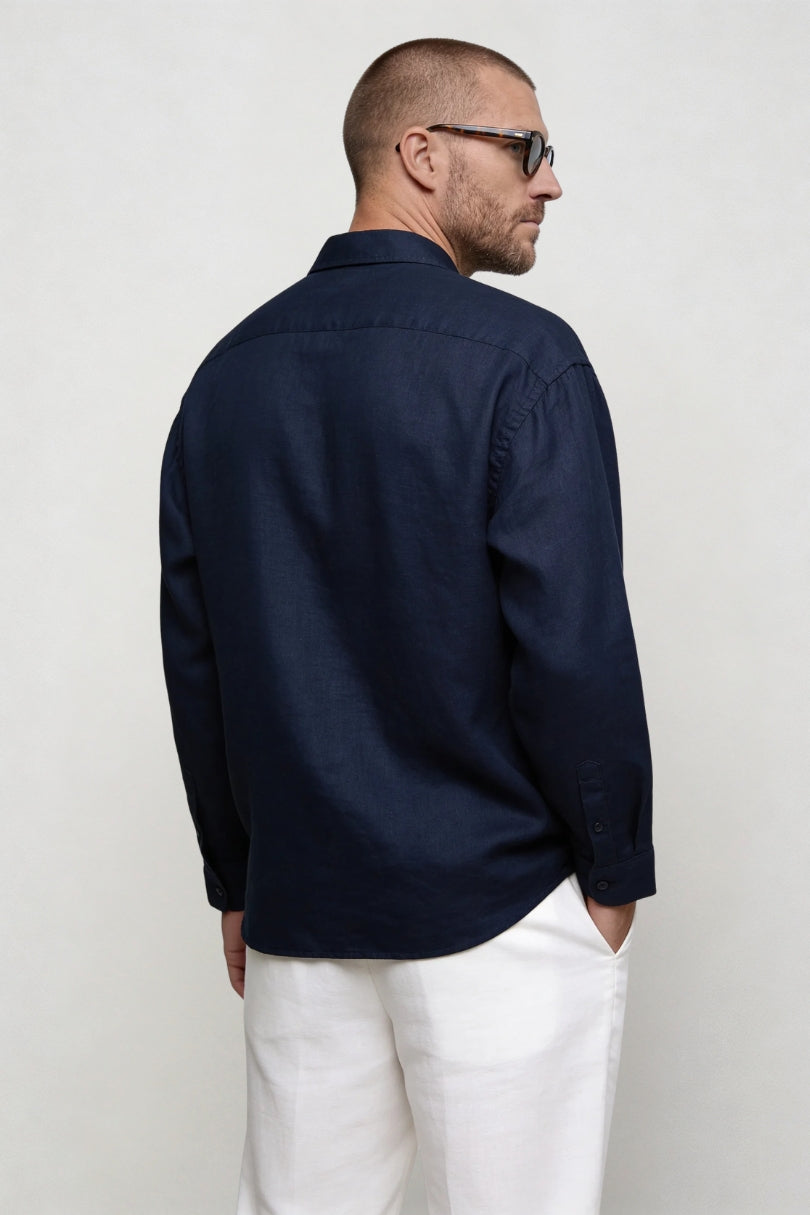 Brooks Linen Summer Shirt - Navy