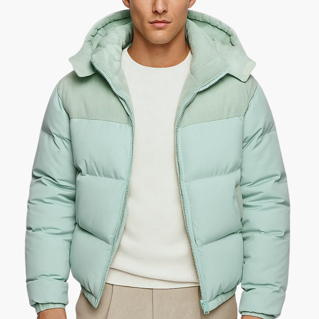 The Corduroy Panel Puffer Jacket