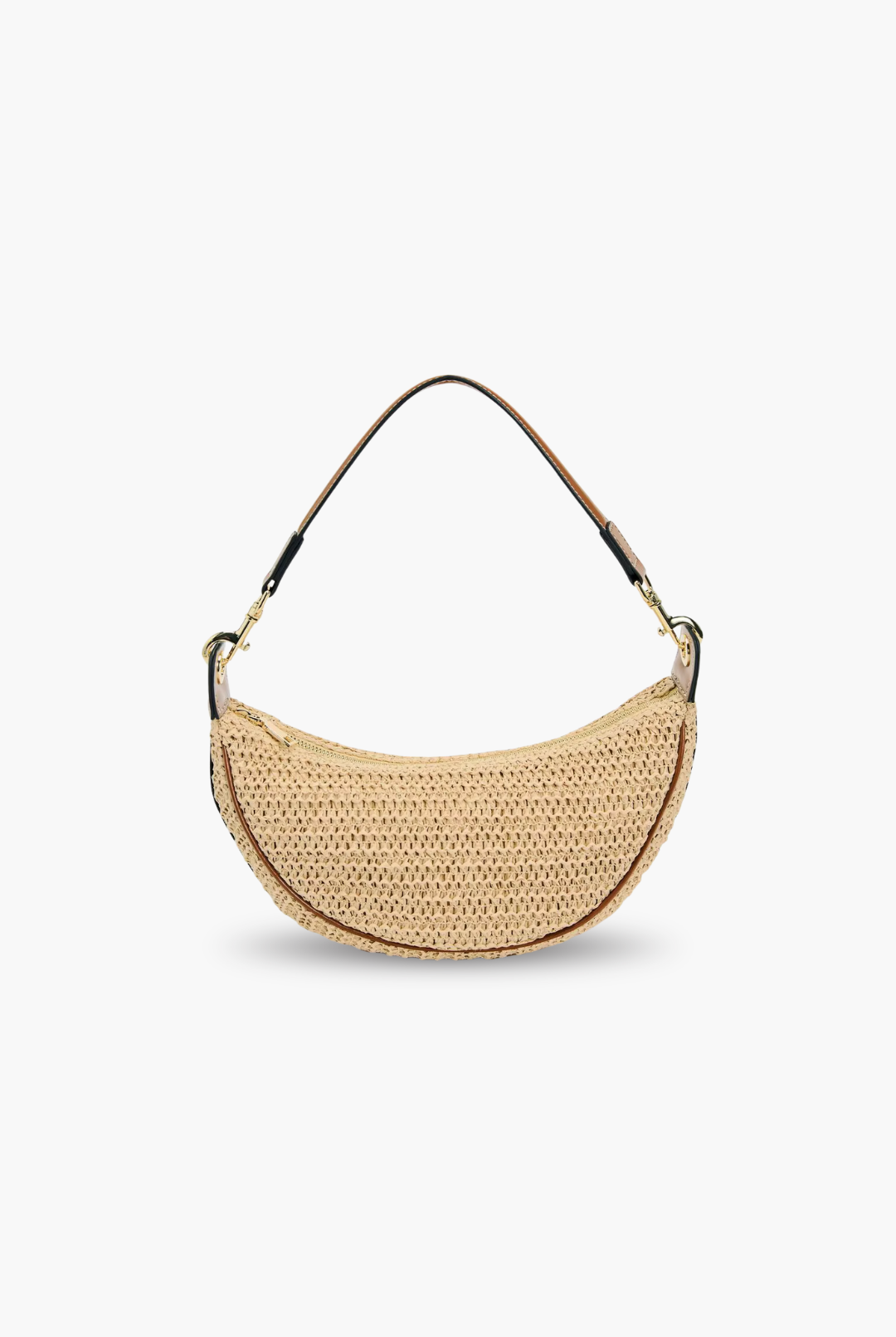 Woven handbag on a white background