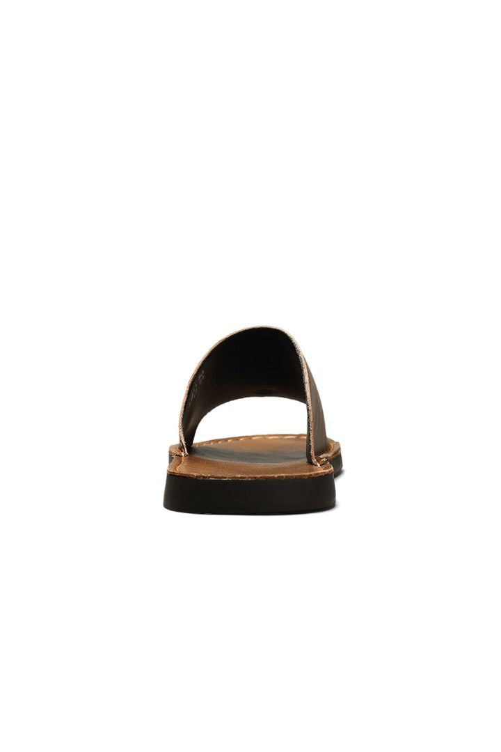 Men's brown leather slide sandals minimalist slip-on summer sandals comfortable casual slides inside comfort view