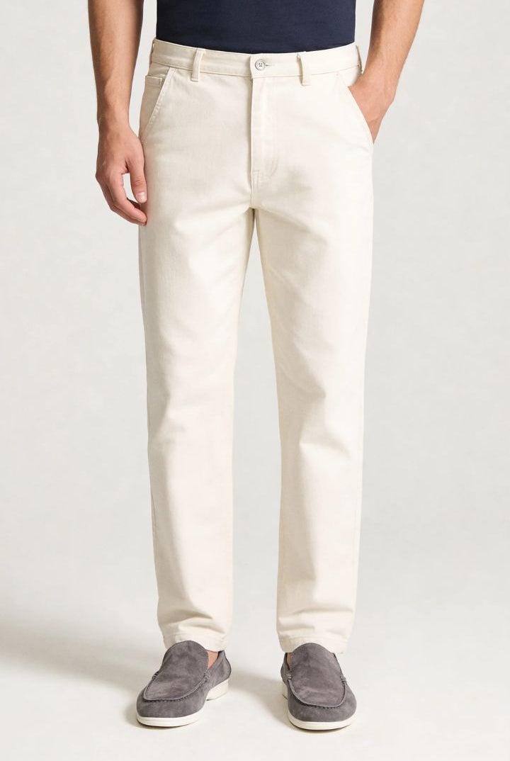 Lavencio Men’s straight leg 100% cotton jeans in washed gray denim