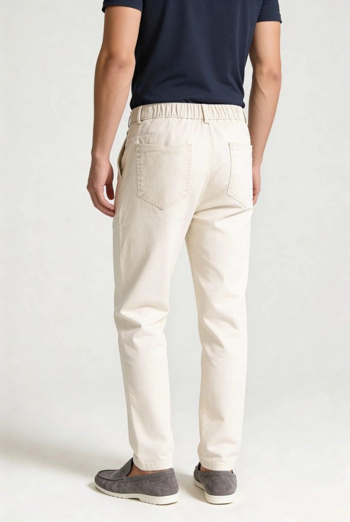 Lavencio Men’s straight leg 100% cotton jeans in washed gray denim back