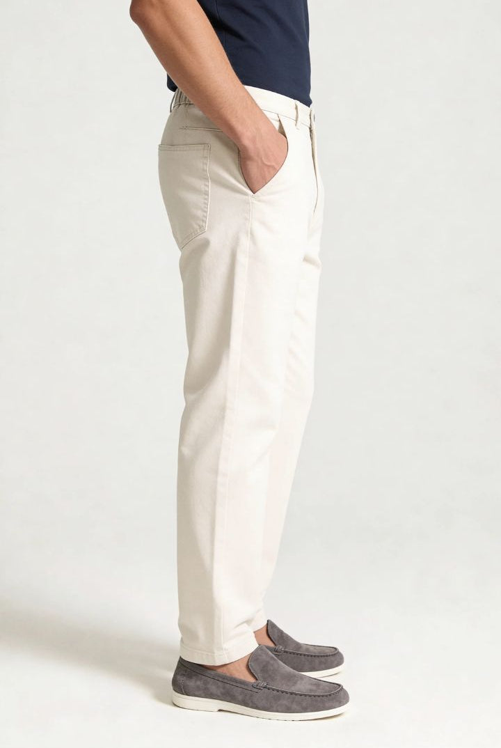 Lavencio Men’s straight leg 100% cotton jeans in washed gray denim side