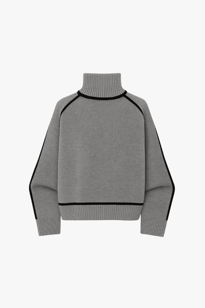 Gray sweater with black accents on a white background
