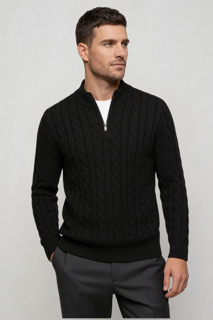 Harbour Quarter-Zip Sweater - Black