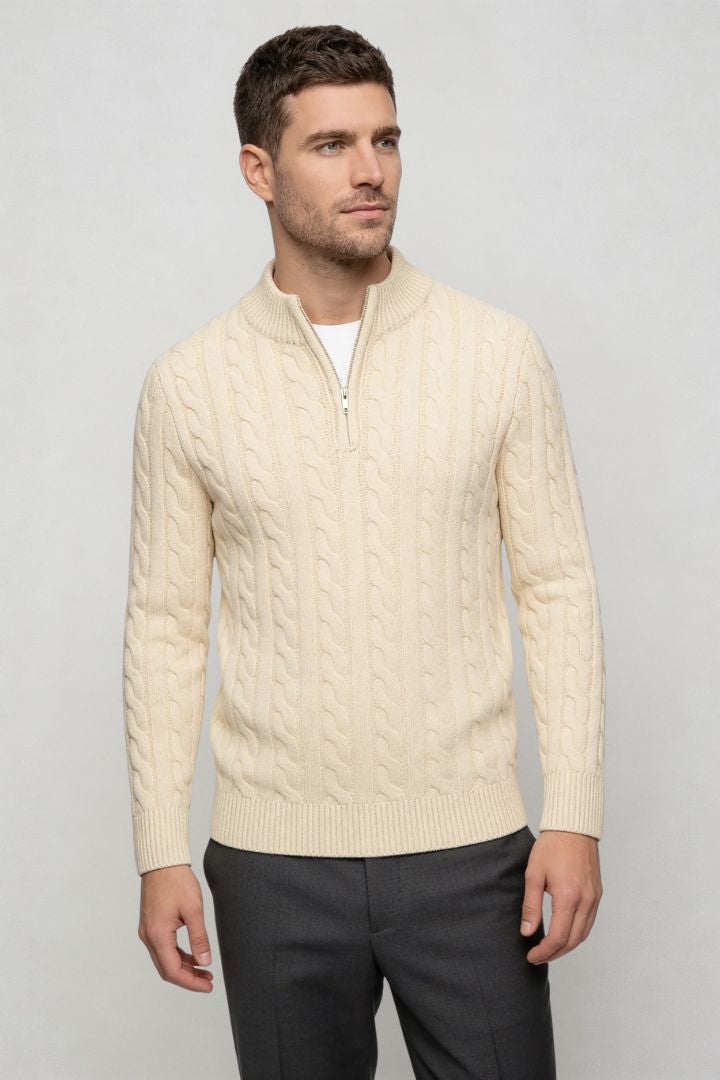 Harbour Quarter-Zip Sweater - Beige