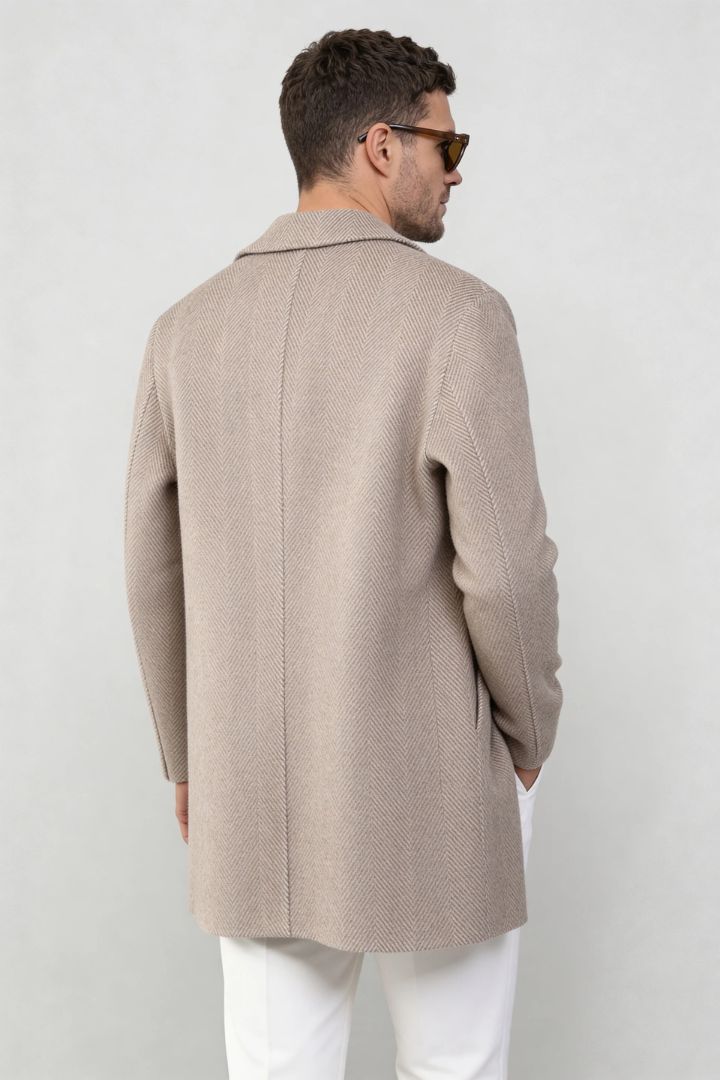 Montreaux Herringbone Wool Coat - Brown