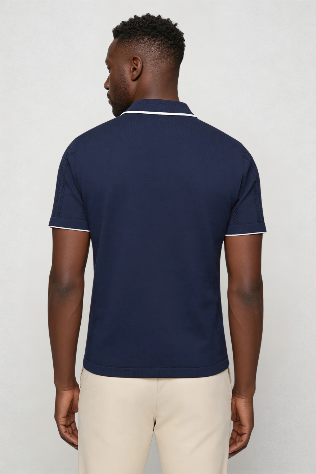 Marquez Knit Button Shirt - Navy
