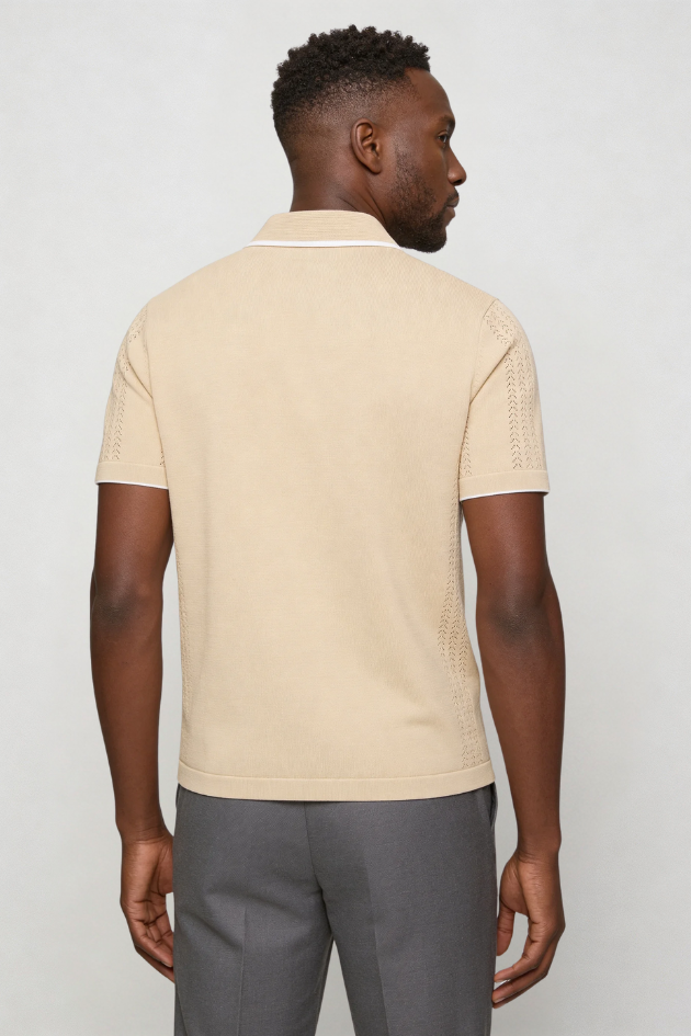 Marquez Knit Button Shirt - Beige