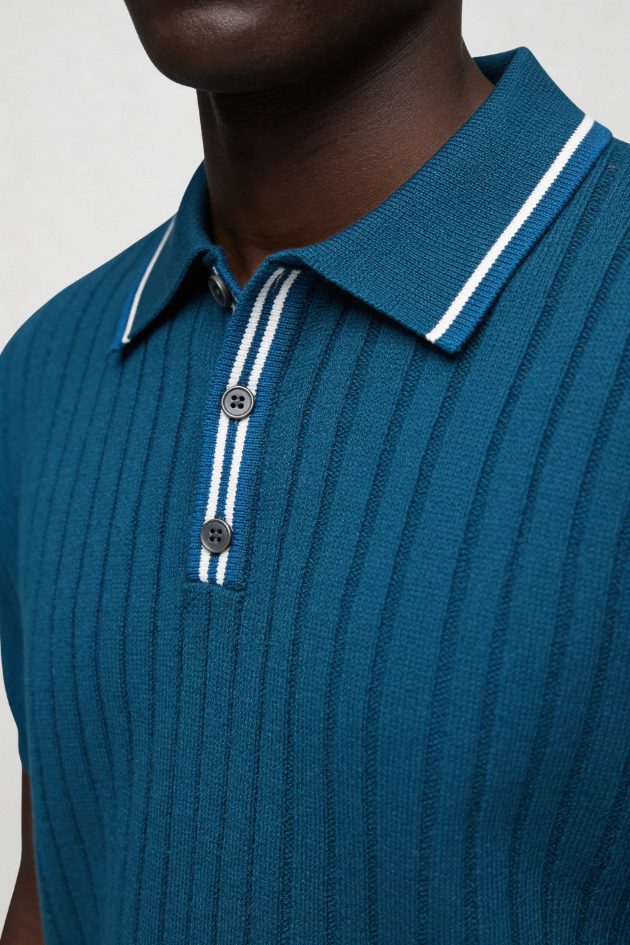 Caleb Knit Polo - Sapphire Blue