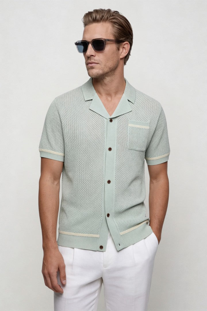 Zane Textured Knit Shirt - Soft Sage