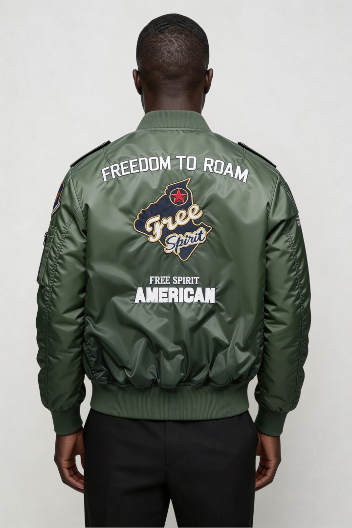 Ethan Squadron Aviator Bomber Jacket - Military Green