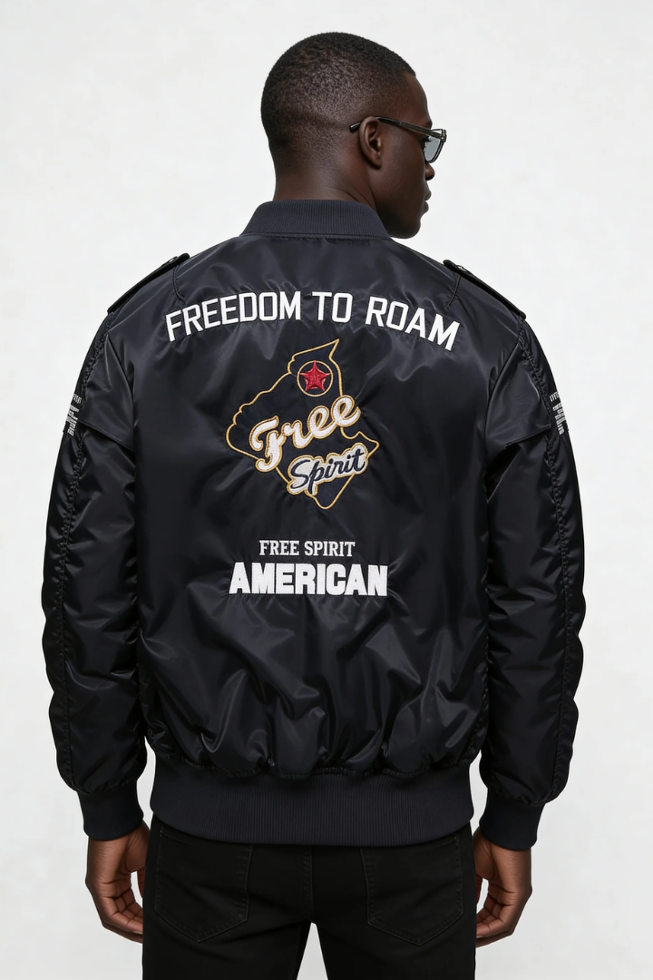 Ethan Squadron Aviator Bomber Jacket - Black