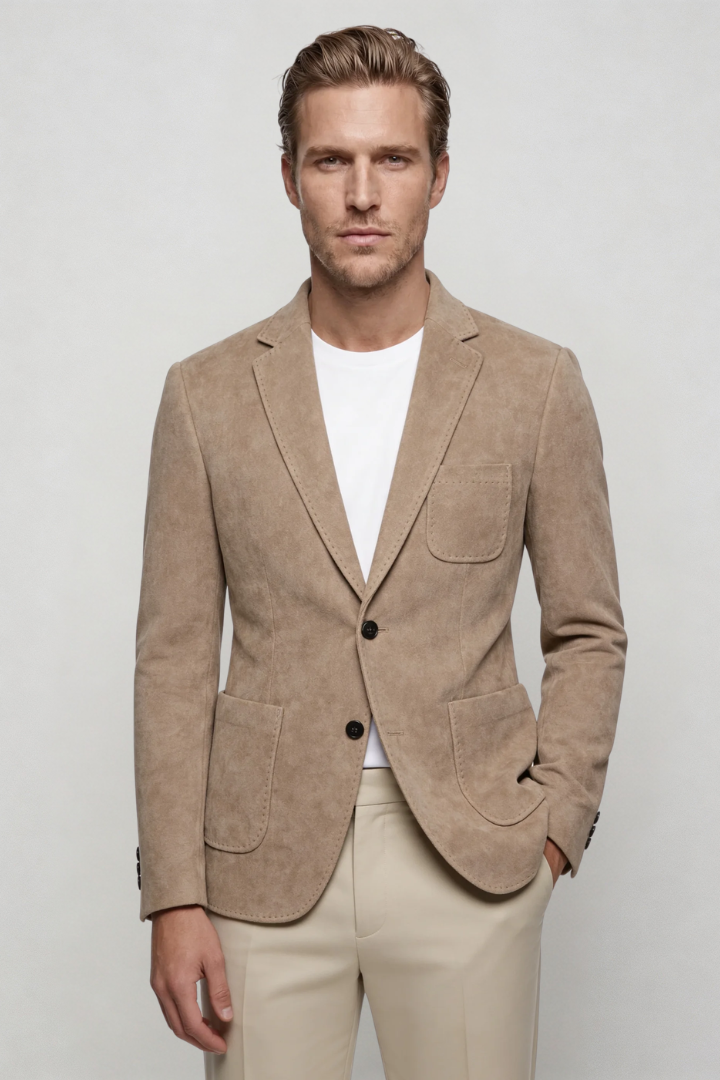 Alvero Suede-Touch Blazer - Sandstone