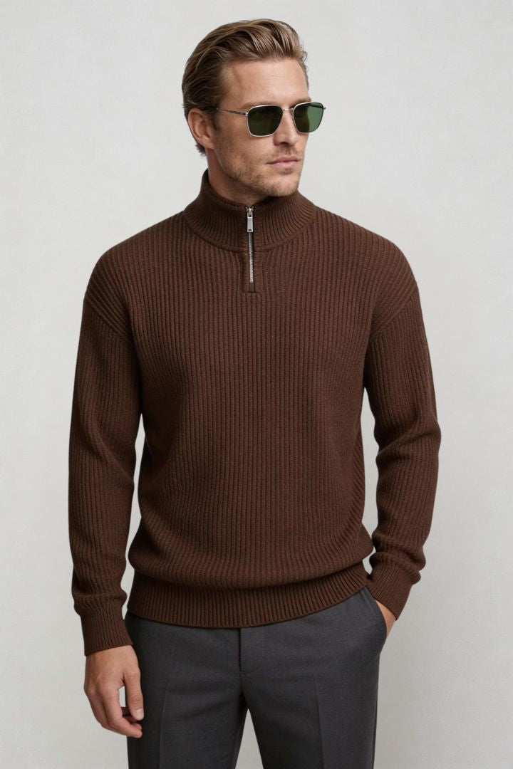 Mason Quarter-Zip Sweater - Brown