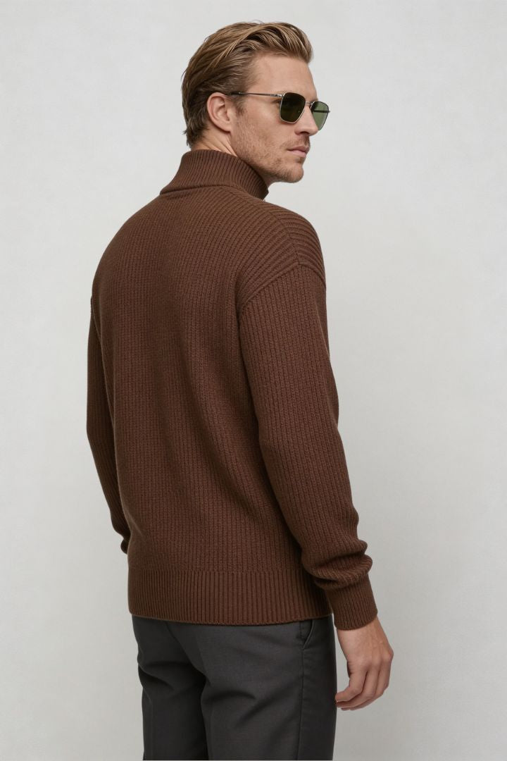 Mason Quarter-Zip Sweater - Brown