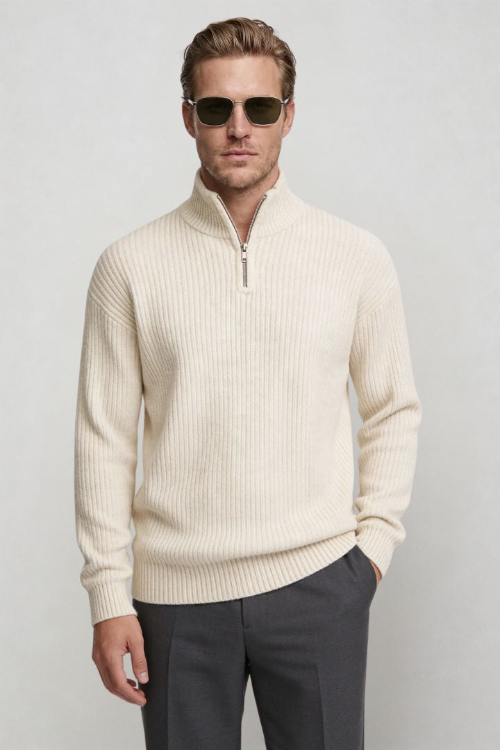 Mason Quarter-Zip Sweater - Beige