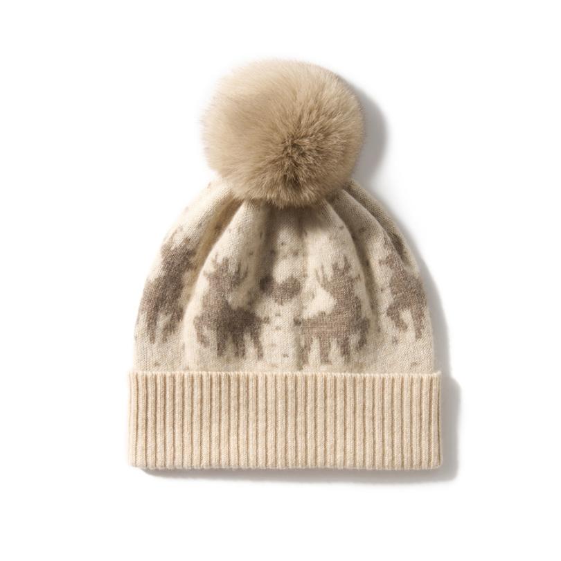 Cashmere Fair Isle Pom Beanie