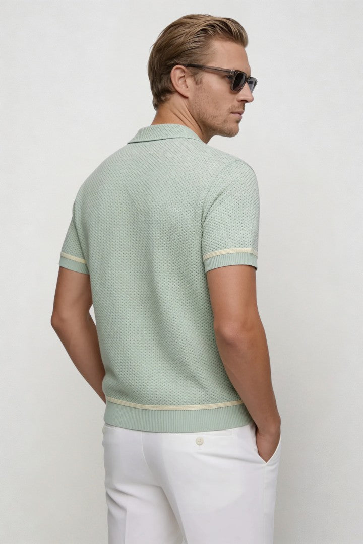 Zane Textured Knit Shirt - Soft Sage