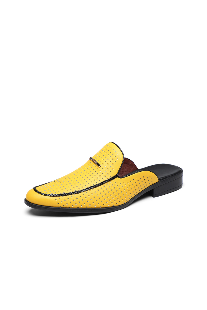 Anson Perforated Loafer Mule - Yellow