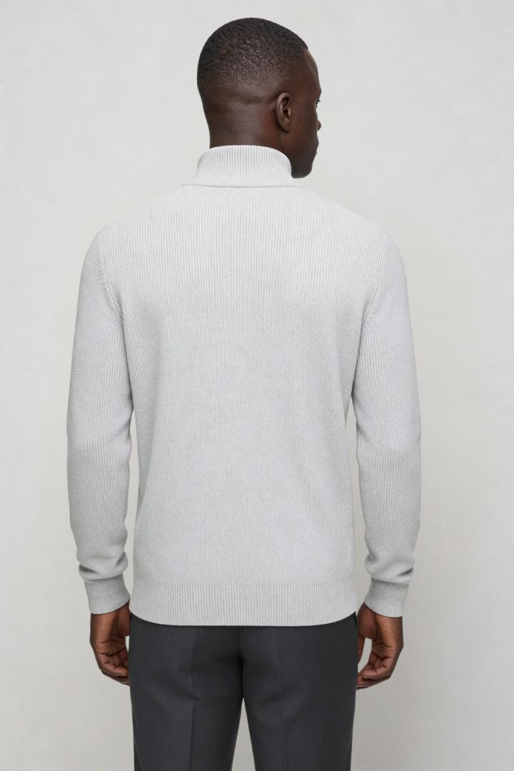 Modal Wool Quarter Zip Sweater - Cloud Gray