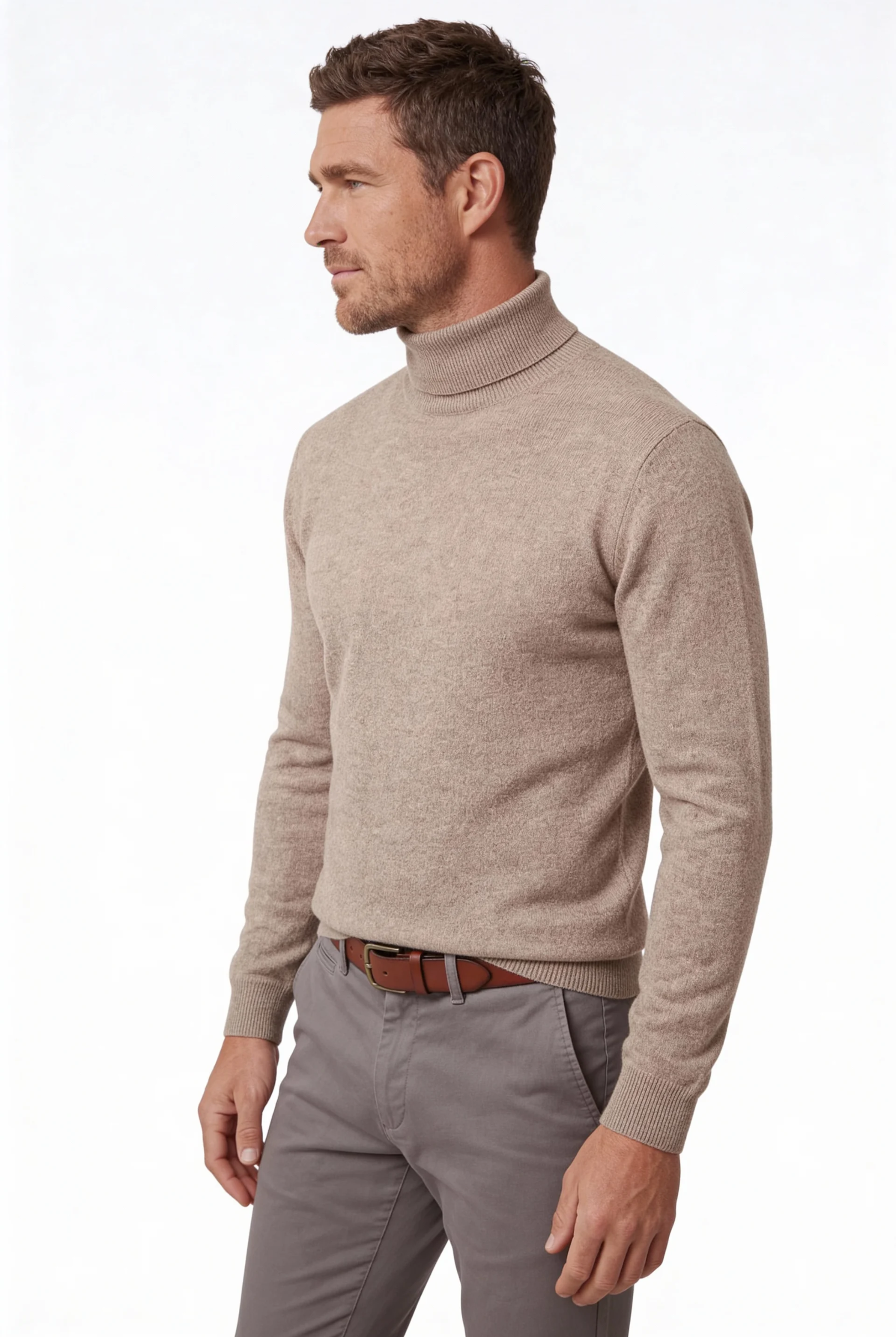 Men’s merino wool turtleneck sweater front view
