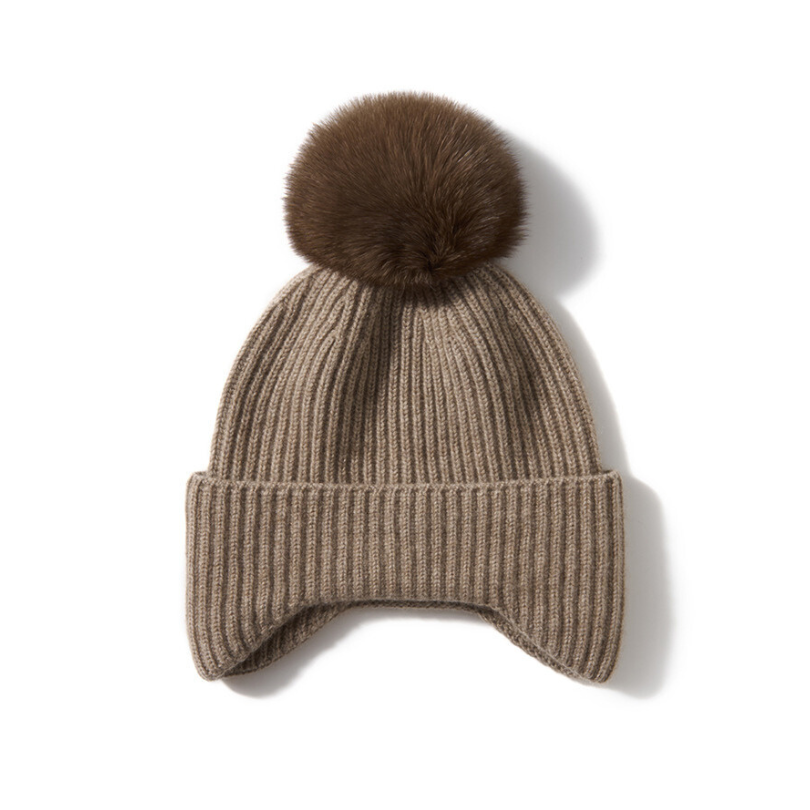 Cashmere Pom Knit Beanie