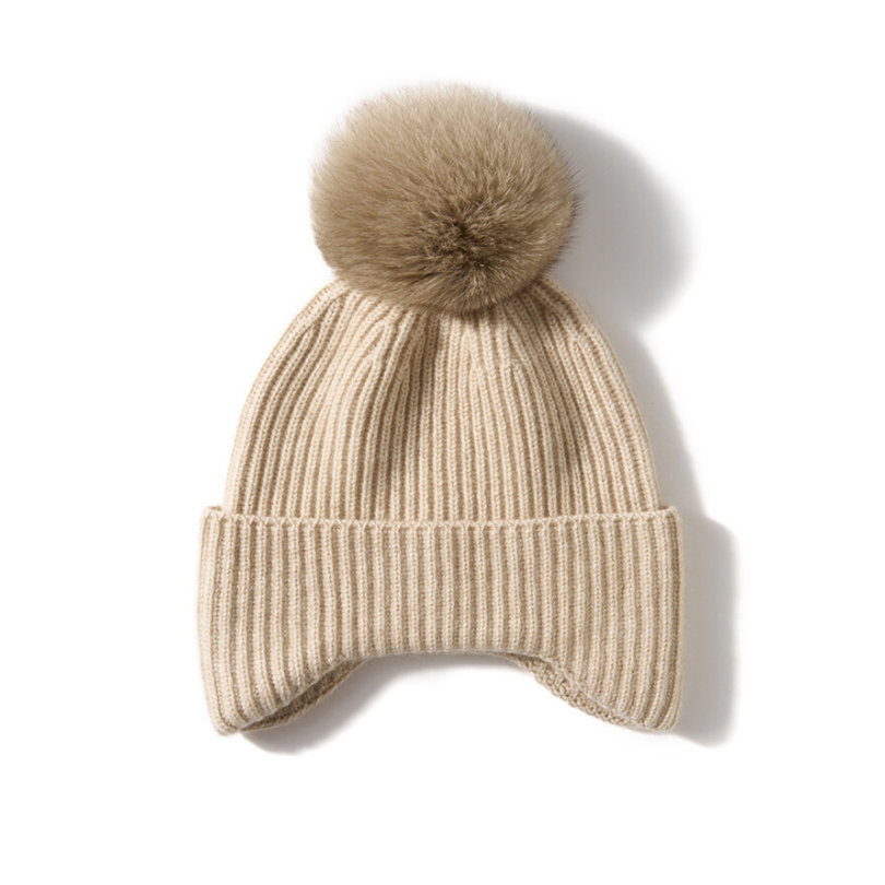 Cashmere Pom Knit Beanie