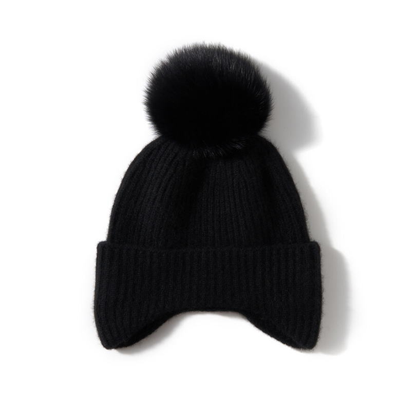 Cashmere Pom Knit Beanie