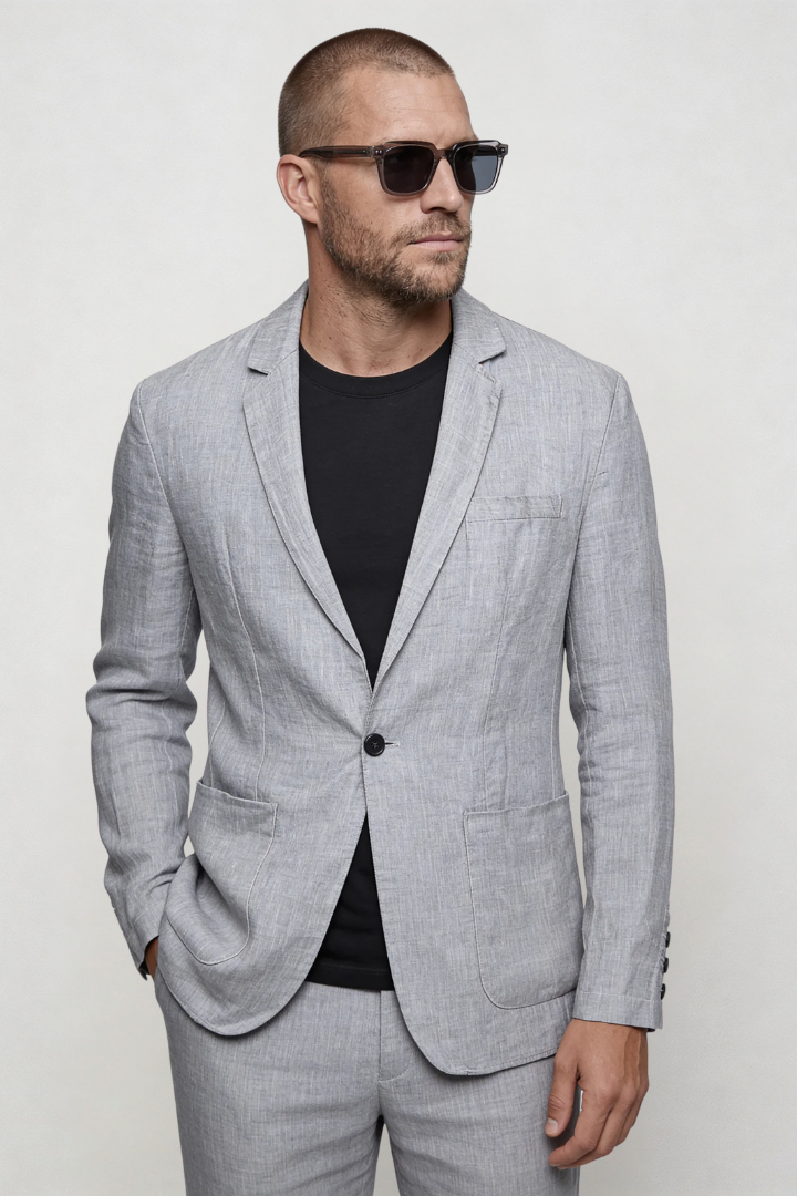 Raffaele Linen Summer Blazer - Gray