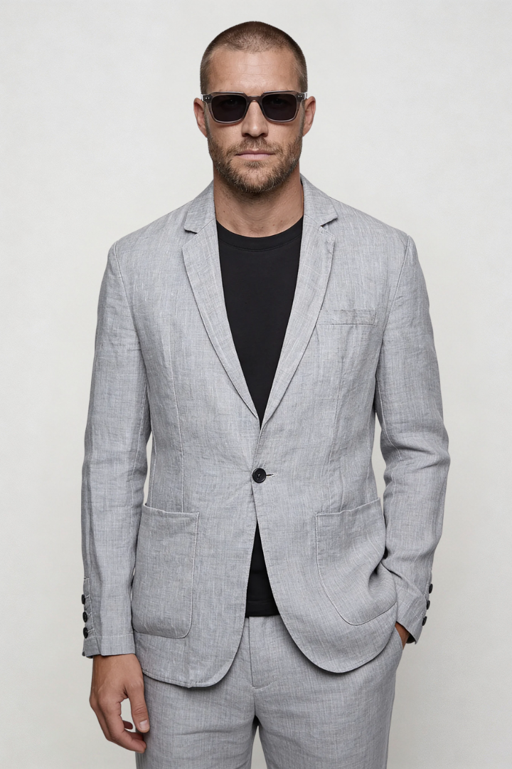 Raffaele Linen Summer Blazer - Gray