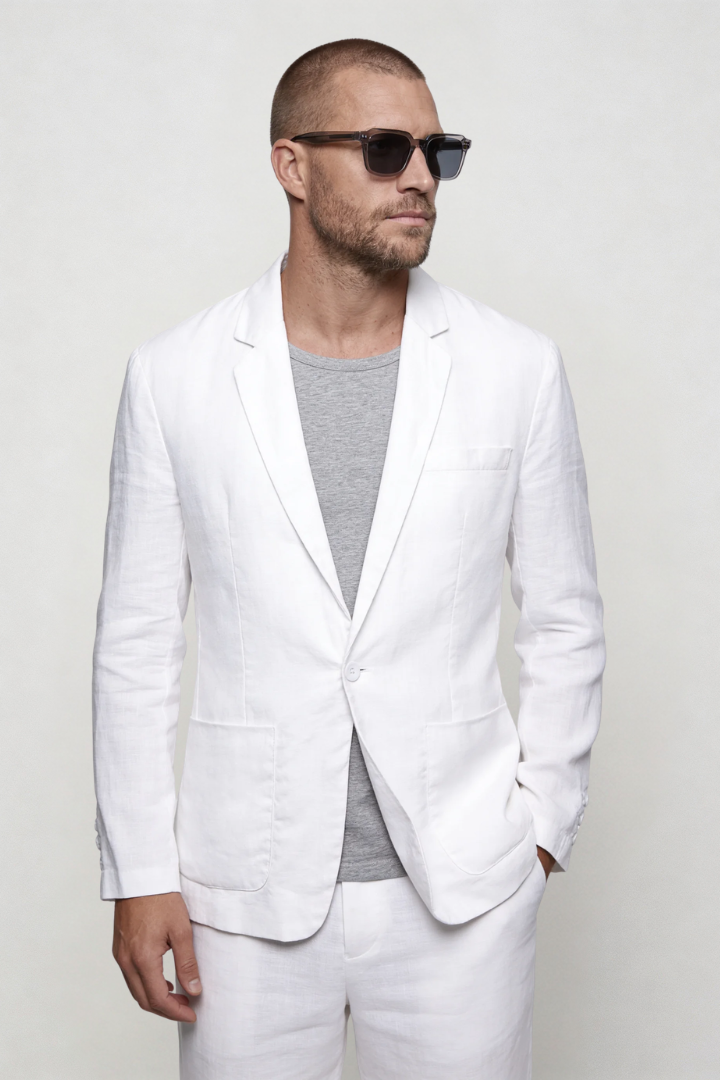 Raffaele Linen Summer Blazer - White