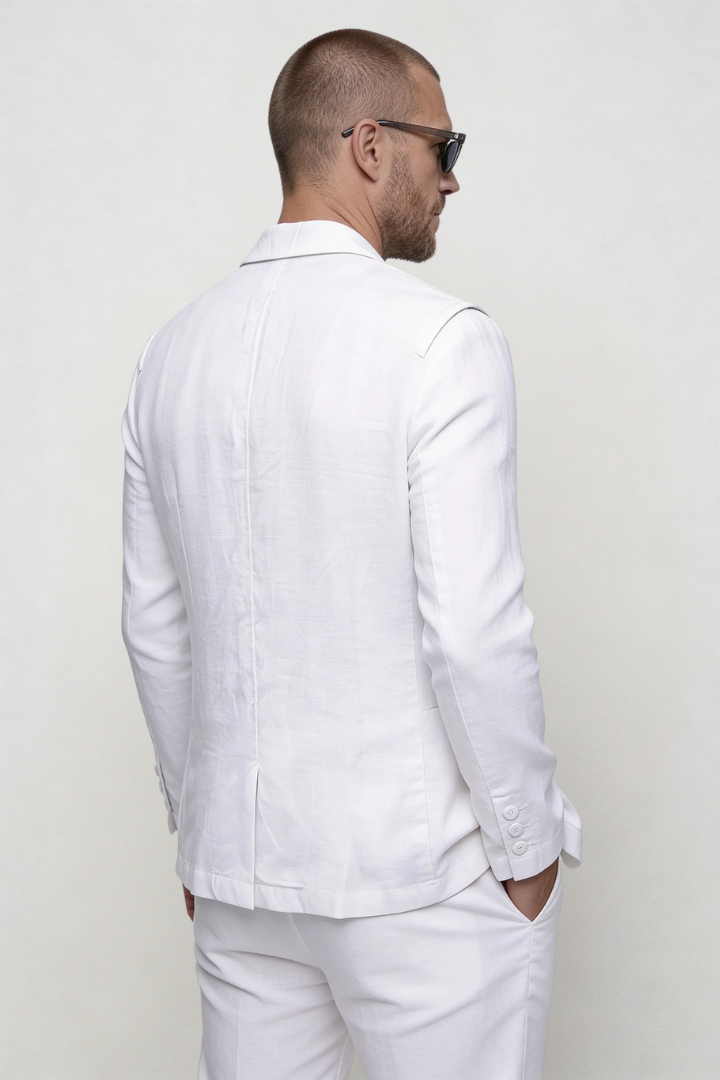 Raffaele Linen Summer Blazer - White