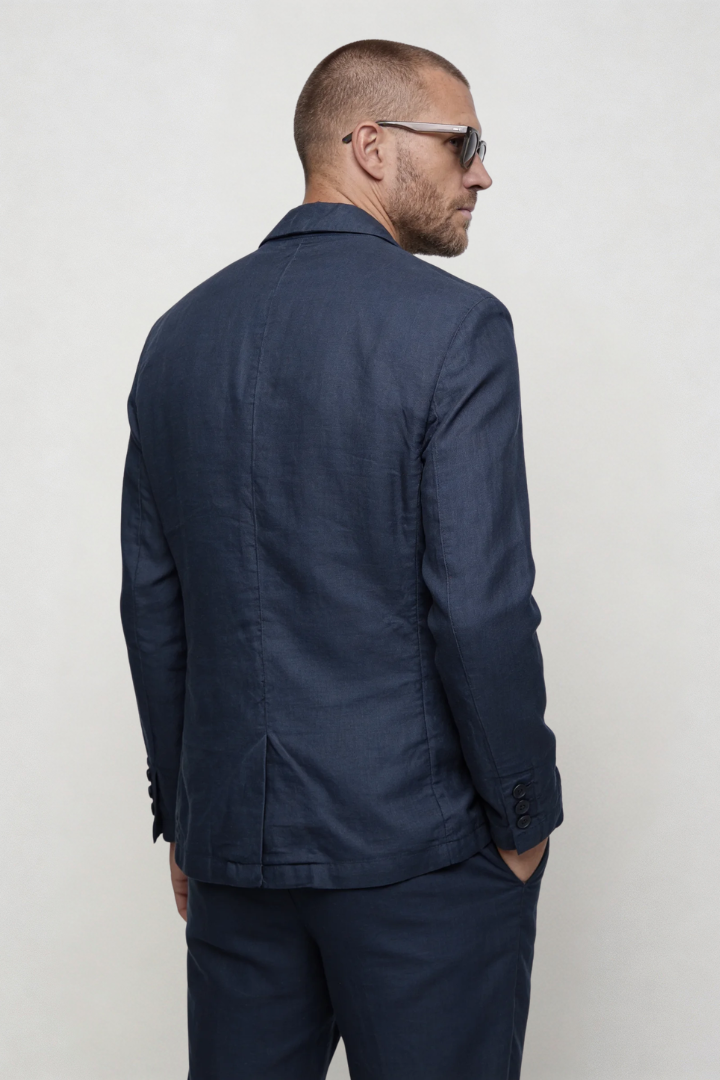 Raffaele Linen Summer Blazer - Navy