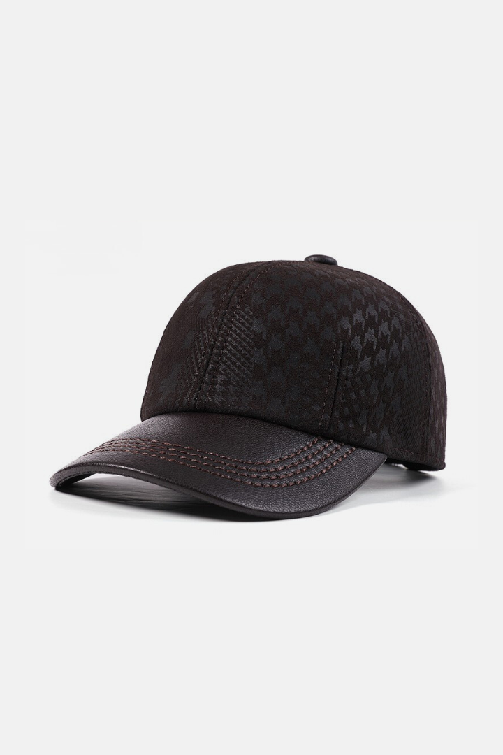 Men’s Lavencio genuine leather baseball cap in brown
